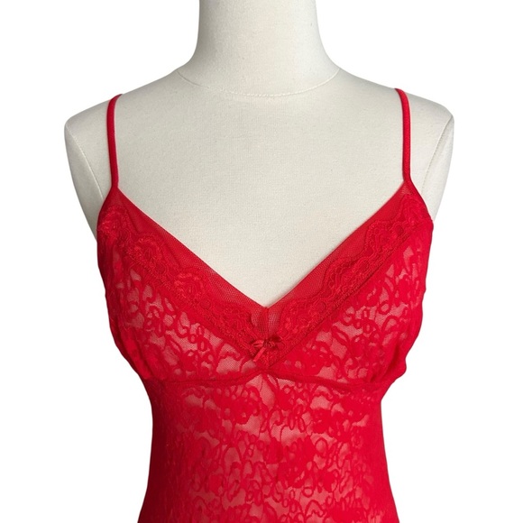 VICTORIA’S SECRET Red Lace Slip Dress Chemise Lingerie Festival Romantic Size XL - Picture 2 of 15